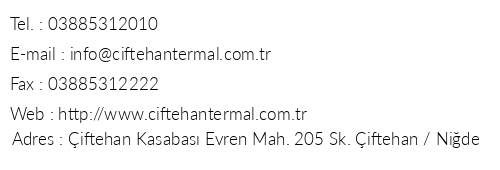 iftehan Termal Hotel telefon numaralar, faks, e-mail, posta adresi ve iletiim bilgileri